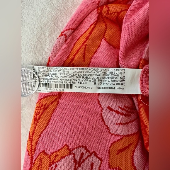 Zara High Waist Elastic Pink and Orange Floral Pants Size Small - Picture 9 of 10